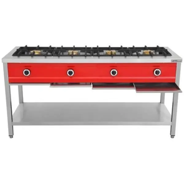 Pannenkoekenfornuis | Gas | 4 Branders | 4x 8kW | Bodemschap | 1685x600x850/900(h)mm