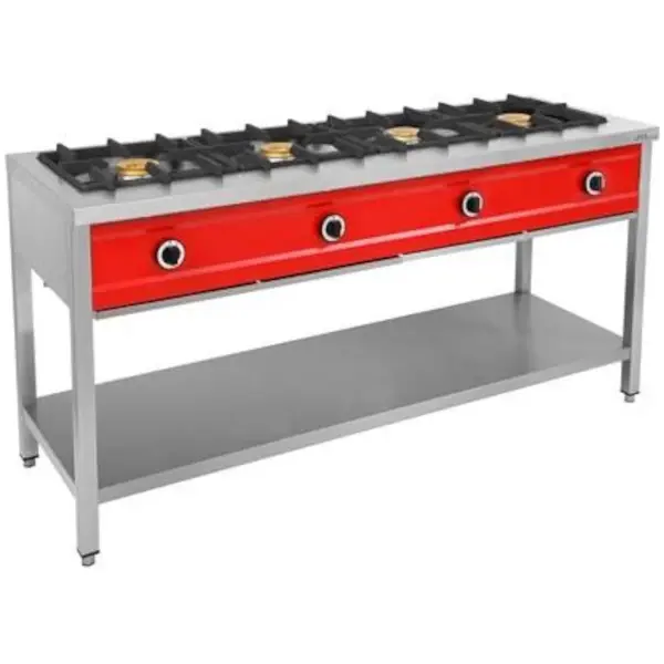 Pannenkoekenfornuis | Gas | 4 Branders | 4x 8kW | Bodemschap | 1685x600x850/900(h)mm