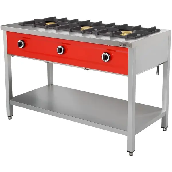 Pannenkoekenfornuis | Gas | 3 Branders | 3x 8kW | Bodemschap | 1290x600x850/900(h)mm