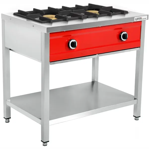 Pannenkoekenfornuis | Gas | 2 Branders | 2x 8kW | Bodemschap | 900x600x850/900(h)mm