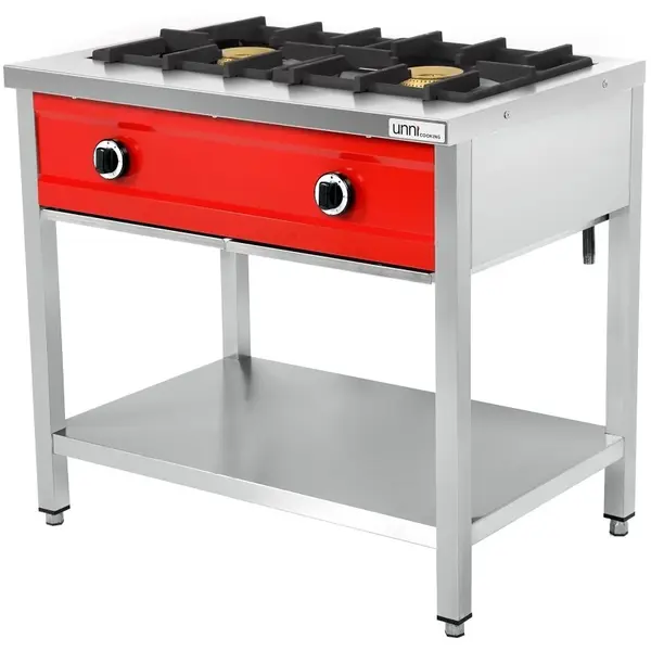 Pannenkoekenfornuis | Gas | 2 Branders | 2x 8kW | Bodemschap | 900x600x850/900(h)mm