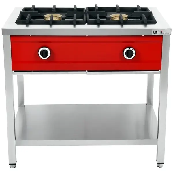 Pannenkoekenfornuis | Gas | 2 Branders | 2x 8kW | Bodemschap | 900x600x850/900(h)mm