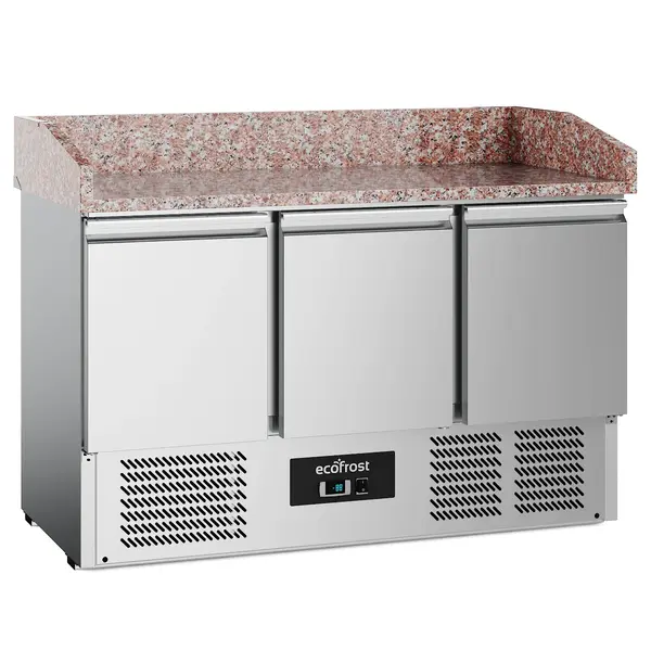 Pizzawerkbank | 368L | 3 Deuren (1/1 GN) | +2°C/+8°C | Statisch + Ventilator | 1400x700x1020(h)mm