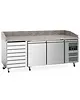 Ecofrost Pizzawerkbank | 580L | 2 Deuren + 7 Deegladen (EN600x400) | +2°C/+8°C | Geforceerd | Wielen (Geremd) | 2020x800x840/990(h)mm 
