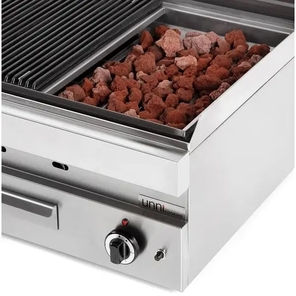 Lavasteengrill | 650 SERIE | Gas | Oppervlak 990x500 (Gietijzer) | 80°C/300°C | 16.5kW | Piëzo Ontsteking | 1100x650x300/540(h)mm