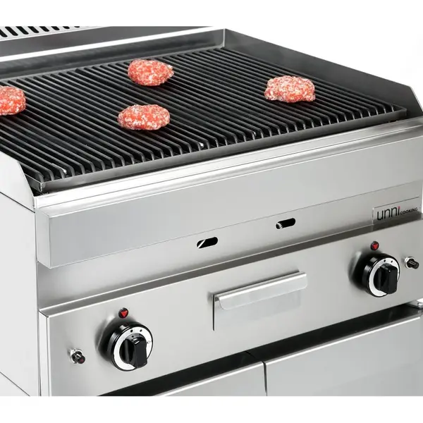 Lavasteengrill | 650 SERIE | Gas | Oppervlak 660x500 (Gietijzer) | 80°C/300°C | 11kW | Piëzo Ontsteking | 700x650x300/540(h)mm