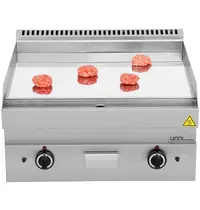 UNNI-COOKING Bak-/Grillplaat | 650 SERIE | Gas | Glad Oppervlak 700x550 (Verchroomd) | 80°C/300°C | 11.5kW | Piëzo Ontsteking | 700x650x300/540(h)mm