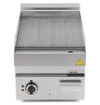 UNNI-COOKING Bak-/Grillplaat | 650 SERIE | Elektrisch | Gegroefd Oppervlak 400x550 (RVS) | 50°C/300°C | 4.5kW (400V) | 400x650x300/540(h)mm