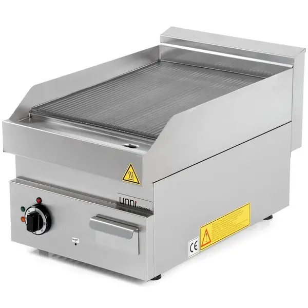 Bak-/Grillplaat | 650 SERIE | Elektrisch | Gegroefd Oppervlak 400x550 (RVS) | 50°C/300°C | 4.5kW (400V) | 400x650x300/540(h)mm