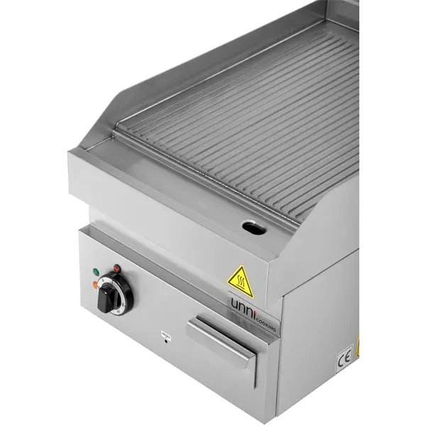 Bak-/Grillplaat | 650 SERIE | Elektrisch | Gegroefd Oppervlak 400x550 (RVS) | 50°C/300°C | 4.5kW (400V) | 400x650x300/540(h)mm