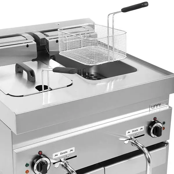 Horeca friteuse | 650 SERIE | Elektrisch | 10+10L | 100°C/180°C | 15kW (400V) | Aftapkranen | 700x650x350/540(h)mm