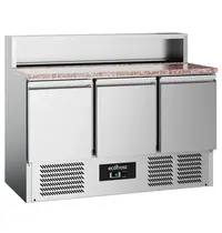 Ecofrost Pizzawerkbank | 402L | 3 Deuren (1/1 GN) | Boven 8x 1/6 GN | +2°C/+8°C | Statisch + Ventilator | 1368x700x861/1086(h)mm