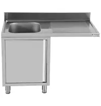 UNNINOX RVS Spoeltafel | Linkse Uitvoering | Achteropstand | 1 Deur + 1 Spoelbak | 1200x700x850(h)mm