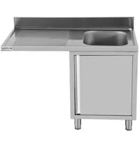 UNNINOX RVS Spoeltafel | Rechtse Uitvoering | Achteropstand | 1 Deur + 1 Spoelbak | 1200x700x850(h)mm