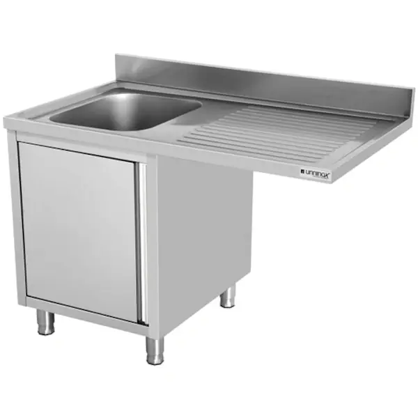 RVS Spoeltafel | Linkse Uitvoering | Achteropstand | 1 Deur + 1 Spoelbak | 1400x700x850(h)mm