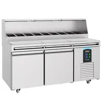 CombiSteel Pizzawerkbank | PRO LINE | 460L | 2 Deuren (EN600x400) | Boven 9x 1/3 GN | -2°C/+8°C | Geforceerd | Wielen (Geremd) | 1790x850x900/1300(h)mm 