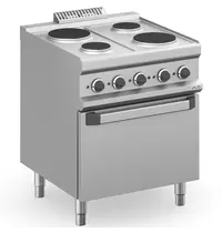 MBM Italy Fornuis + Oven | MAGISTRA PLUS 700 | Elektrisch | 4 Kookpunten (Ø145/200) + 2/1 GN Oven | 13.5kW (400V) | 700x714x850(h)mm