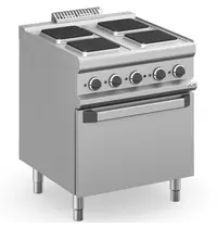 MBM Italy Fornuis + Oven | MAGISTRA PLUS 700 | Elektrisch | 4 Kookpunten (220x220) + 2/1 GN Oven | 15.7kW (400V) | 700x714x850(h)mm