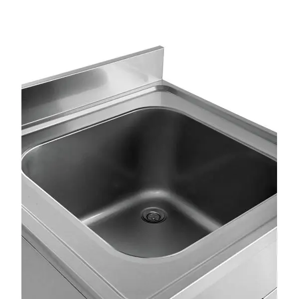 Spoeltafel RVS met opstaande rand en  klapdeuren | 1 kuip | 700x700x850(h)mm