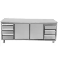 UNNINOX RVS werkbank met 2 schuifdeuren & 3+3 lades 1/1 GN  | 1800x700x850(h)mm