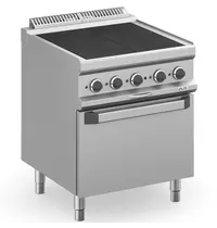 MBM Italy Fornuis + Heteluchtoven | MAGISTRA PLUS 700 | Elektrisch | 4 Kookpunten (300x300) + 1/1 GN Oven | 12.6kW (400V) | 700x714x850(h)mm