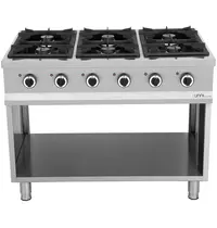 UNNI-COOKING Fornuis | Gas | 6 Branders (6x 6.5kW) | Waakvlam | Open Onderkast | 1100x700x850(h)mm
