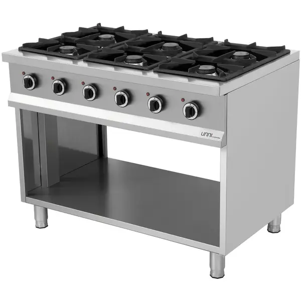 Fornuis | Gas | 6 Branders (6x 6.5kW) | Waakvlam | Open Onderkast | 1100x700x850(h)mm