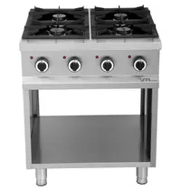 UNNI-COOKING Fornuis | Gas | 4 Branders (4x 6.5kW) | Waakvlam | Open Onderkast | 700x700x850(h)mm