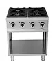 UNNI-COOKING Fornuis | Gas | 4 Branders (4x 6.5kW) | Waakvlam | Open Onderkast | 700x700x850(h)mm 