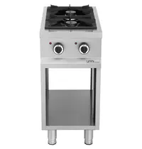 UNNI-COOKING Fornuis | Gas | 2 Branders (2x 6.5kW) | Waakvlam | Open Onderkast | 400x700x850/900(h)mm