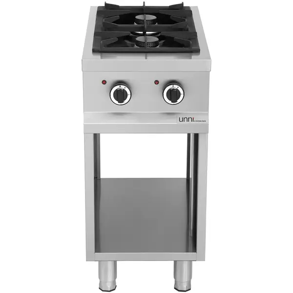 Fornuis | Gas | 2 Branders (2x 6.5kW) | Waakvlam | Open Onderkast | 400x700x850/900(h)mm