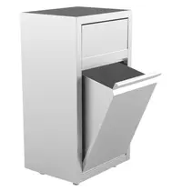 UNNINOX Afvalbak | RVS (Geborsteld) | 90L | Duwdeksel + Kanteldeur | 500x400x1270(h)mm