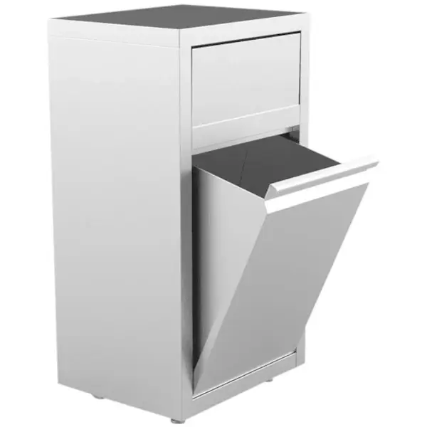 Afvalbak | RVS (Geborsteld) | 50L | Duwdeksel + Kanteldeur | 500x400x940(h)mm