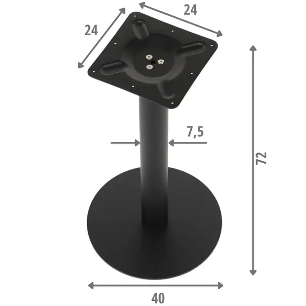 Tafelonderstel | PAXXA | Staal | Zwart | Indoor | Ø400x720(h)mm