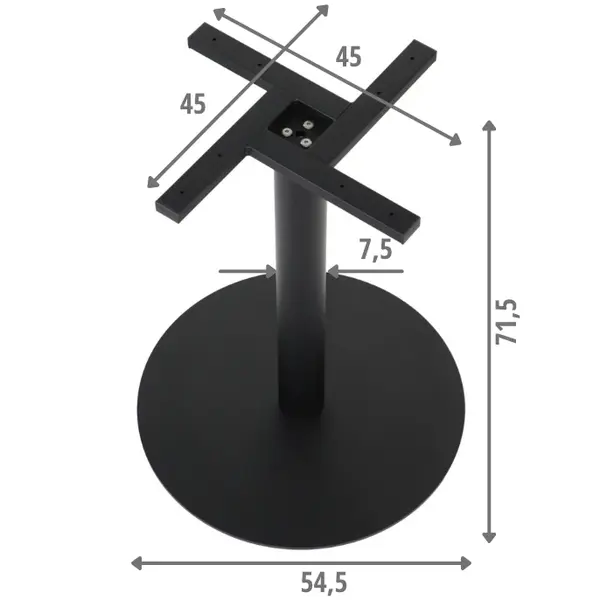 Tafelonderstel | RONDELL | Staal | Zwart | Indoor | Ø545x715(h)mm