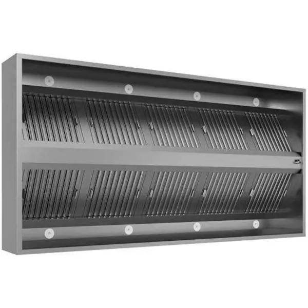 Eiland Afzuigkap | RVS | 2x7 Labyrintfilters | 4000x2000x400(h)mm