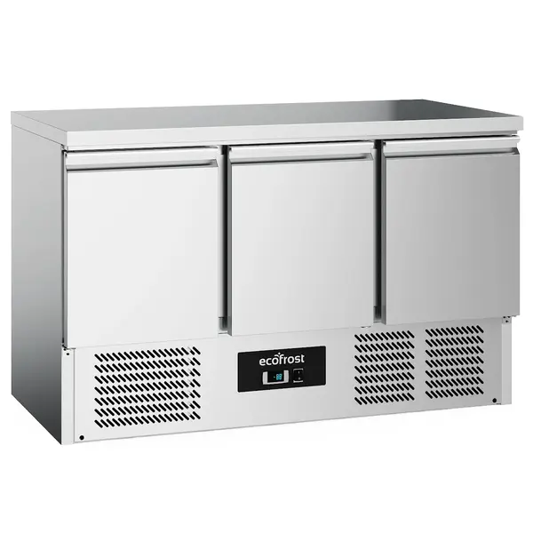 Koelwerkbank | 368L | 3 Deuren (1/1 GN) | +2°C/+8°C | Statisch + Ventilator | 1365x700x876(h)mm