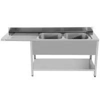 UNNINOX Spoeltafel | RVS | Achteropstand + Bodemschap | Zelfmontage | 1 Kuip Rechts + Ruimte Vaatwasser Links | 1400x700x850(h)mm