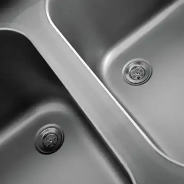 Spoelwerktafel | RVS | Rechts 2 Spoelbakken + Bodemschap | Zelfmontage | Achteropstand | 1600x700x850(h)mm