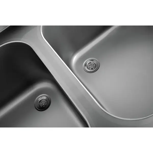 Spoelwerktafel | RVS | Links 2 Spoelbakken + Bodemschap | Zelfmontage | Met Achteropstand | 1800x700x850(h)mm