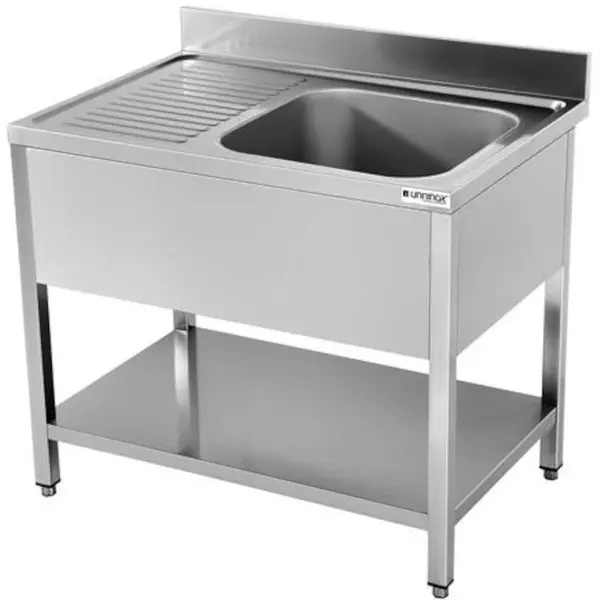 Spoelwerktafel | RVS | Rechts 1 Spoelbak + Bodemschap | Zelfmontage | Achteropstand | 1400x700x850(h)mm