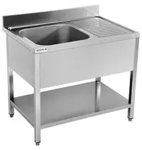 UNNINOX Spoelwerktafel | RVS | Links 1 Spoelbak + Bodemschap | Zelfmontage | Met Achteropstand | 1400x700x850(h)mm