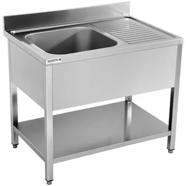 Spoelwerktafel | RVS | 1 Spoelbak Links + Bodemschap | Zelfmontage | Achteropstand | 1000x700x850(h)mm