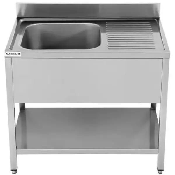 Spoelwerktafel | RVS | 1 Spoelbak Links + Bodemschap | Zelfmontage | Achteropstand | 1000x700x850(h)mm