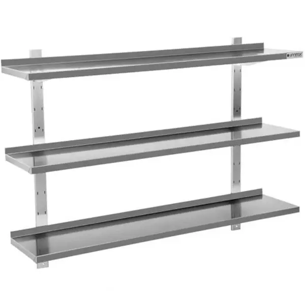 Wandschap | RVS | 3 Niveaus | Verstelbare Hoogte | Diepte 300 | Hoogte 1000 | Breedte 500-2000 | Incl. Bevestiging