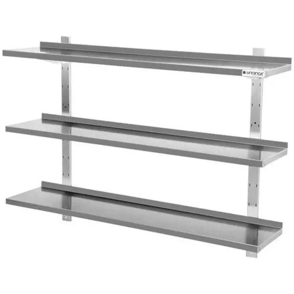 Wandschap | RVS | 3 Niveaus | Verstelbare Hoogte | Diepte 300 | Hoogte 1000 | Breedte 500-2000 | Incl. Bevestiging