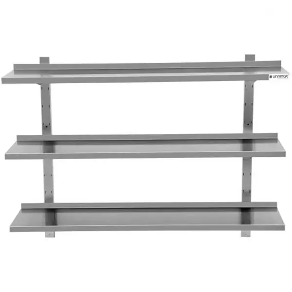 Wandschap | RVS | 3 Niveaus | Verstelbare Hoogte | Diepte 300 | Hoogte 1000 | Breedte 500-2000 | Incl. Bevestiging