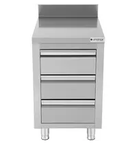 UNNINOX Werktafel | RVS | 3 Laden | Achteropstand | 500x700x850(h)mm