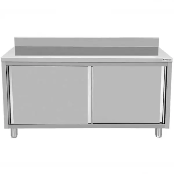 Werkbank | RVS | Schuifdeuren + Achteropstand | 600mm Diep | 850mm Hoog