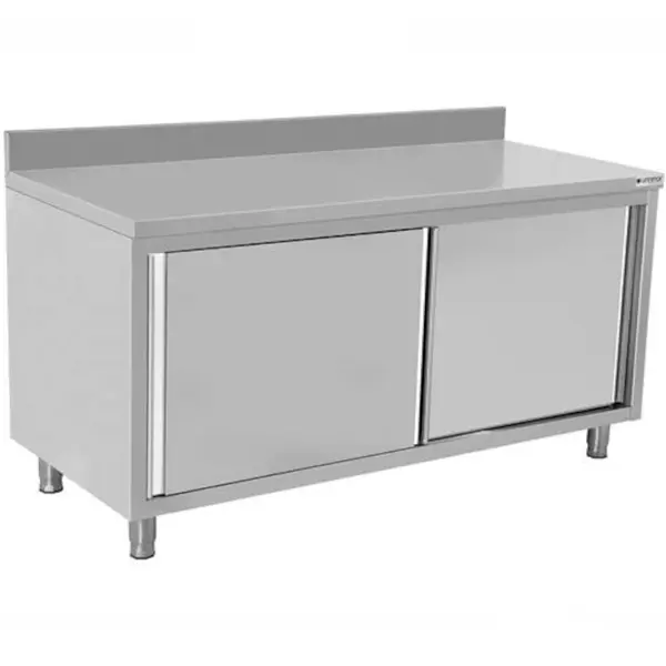 Werkbank | RVS | Schuifdeuren + Achteropstand | 600mm Diep | 850mm Hoog